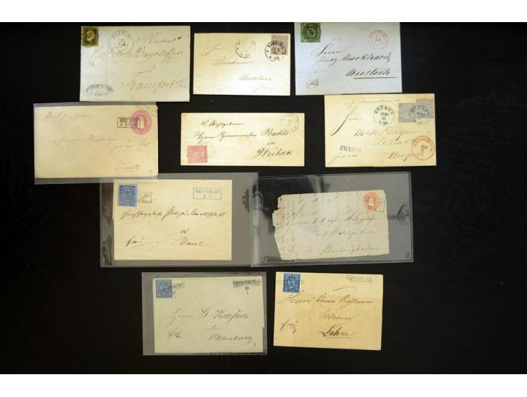 Baden bis Württemberg, umfangreicher Posten mit vielen besseren Frankaturen, Auslandspost inkl. Briefe in die USA, interessan