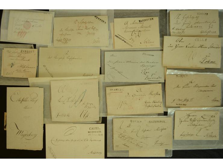 1800/20 (ca.), überschlägig 180 Briefe, Postscheine und Dokumente aus dem mitteldeutschen Reich (ehemalige Départements Fulda