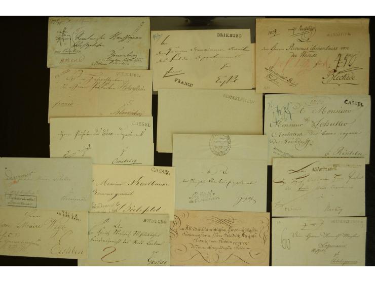 1800/20 (ca.), überschlägig 180 Briefe, Postscheine und Dokumente aus dem mitteldeutschen Reich (ehemalige Départements Fulda