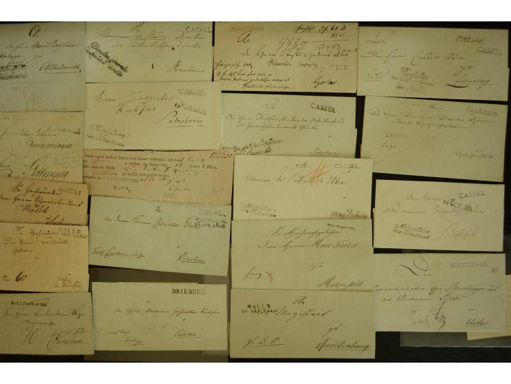 1800/20 (ca.), überschlägig 180 Briefe, Postscheine und Dokumente aus dem mitteldeutschen Reich (ehemalige Départements Fulda