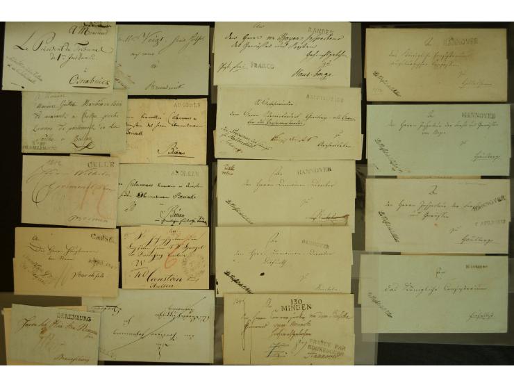 1800/20 (ca.), überschlägig 180 Briefe, Postscheine und Dokumente aus dem mitteldeutschen Reich (ehemalige Départements Fulda