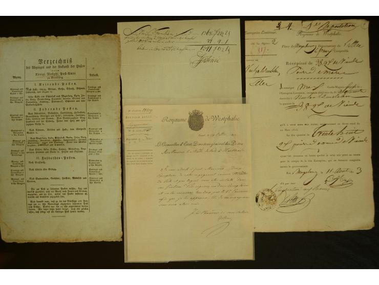 1800/20 (ca.), überschlägig 180 Briefe, Postscheine und Dokumente aus dem mitteldeutschen Reich (ehemalige Départements Fulda