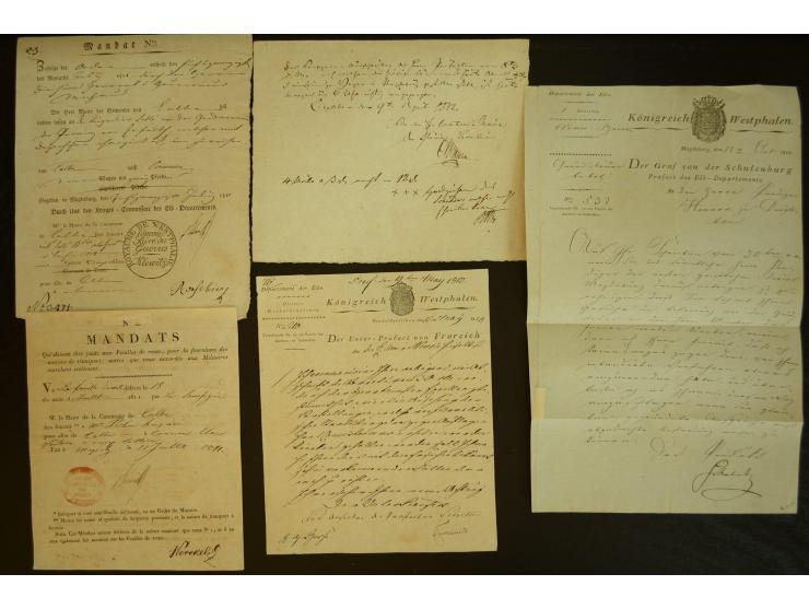 1800/20 (ca.), überschlägig 180 Briefe, Postscheine und Dokumente aus dem mitteldeutschen Reich (ehemalige Départements Fulda