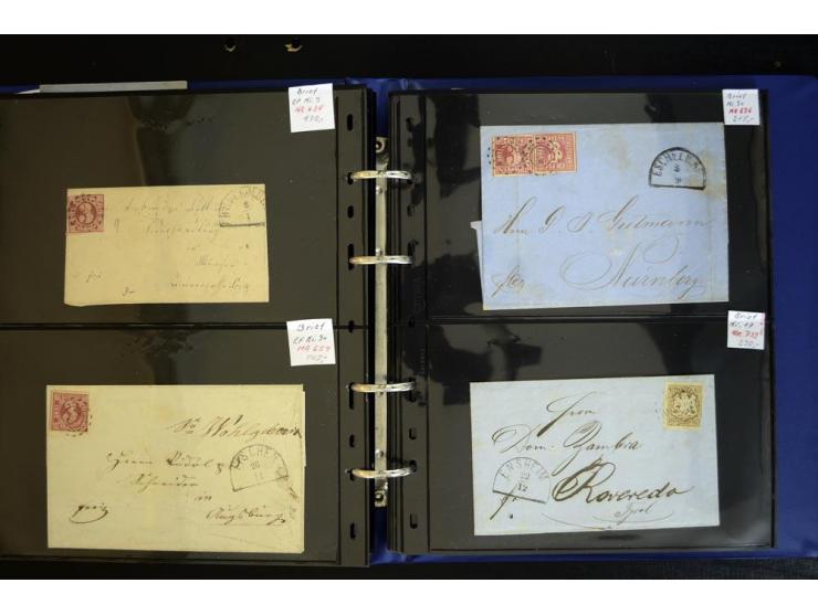 1849/68 (ca.), Sammlung von 63 frankierten Briefen, dabei 4I auf handschriftlichem Bischofsbrief und Nr. 15 auf Express-Brief