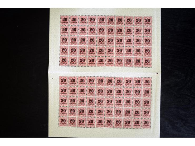 1923, Ziffern in Raute 1000-10 Mrd. M., je per 100 in postfrischen Bogen(teilen), gute Erhaltung (Mi.-Nr. 171-83; Mi. ohne Ab
