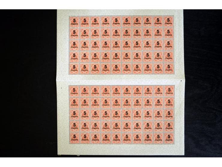 1923, Ziffern in Raute 1000-10 Mrd. M., je per 100 in postfrischen Bogen(teilen), gute Erhaltung (Mi.-Nr. 171-83; Mi. ohne Ab
