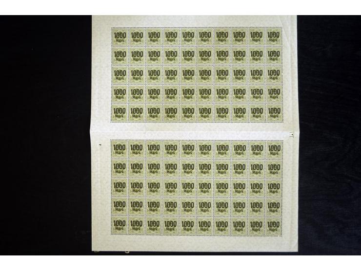 1923, Ziffern in Raute 1000-10 Mrd. M., je per 100 in postfrischen Bogen(teilen), gute Erhaltung (Mi.-Nr. 171-83; Mi. ohne Ab