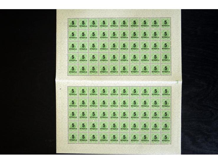 1923, Ziffern in Raute 1000-10 Mrd. M., je per 100 in postfrischen Bogen(teilen), gute Erhaltung (Mi.-Nr. 171-83; Mi. ohne Ab