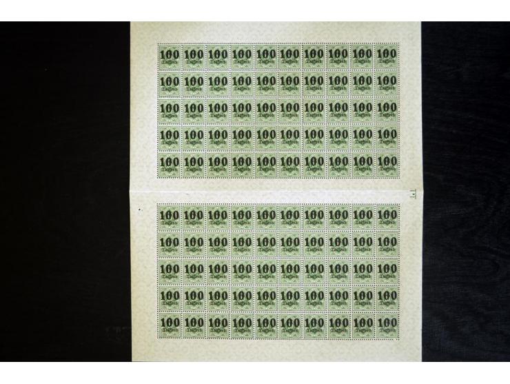 1923, Ziffern in Raute 1000-10 Mrd. M., je per 100 in postfrischen Bogen(teilen), gute Erhaltung (Mi.-Nr. 171-83; Mi. ohne Ab