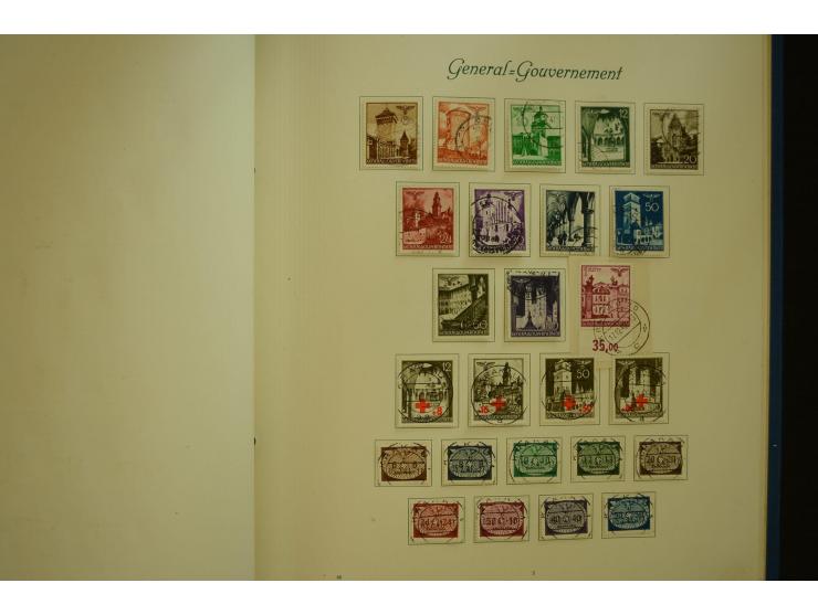 1872/1945, gestempelte Sammlung mit u.a. Mi.-Nr. 66II, 177, 178, 179, 181, 438-39 auf Karte, 496-98, D60Y, D65, D82-88, D95Y 