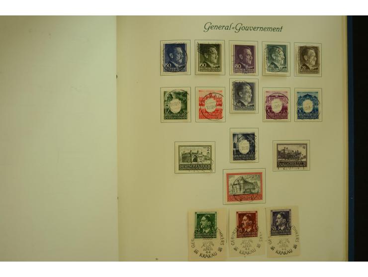 1872/1945, gestempelte Sammlung mit u.a. Mi.-Nr. 66II, 177, 178, 179, 181, 438-39 auf Karte, 496-98, D60Y, D65, D82-88, D95Y 