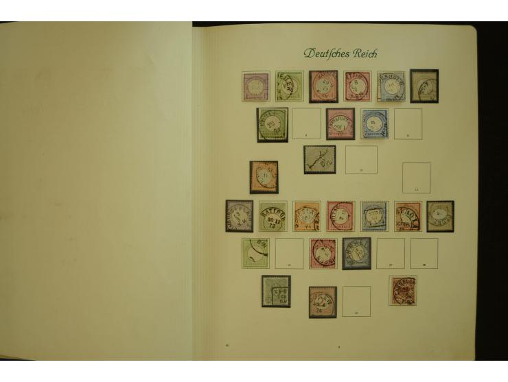 1872/1945, gestempelte Sammlung mit u.a. Mi.-Nr. 66II, 177, 178, 179, 181, 438-39 auf Karte, 496-98, D60Y, D65, D82-88, D95Y 