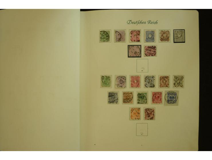 1872/1945, gestempelte Sammlung mit u.a. Mi.-Nr. 66II, 177, 178, 179, 181, 438-39 auf Karte, 496-98, D60Y, D65, D82-88, D95Y 