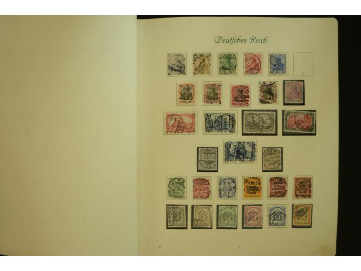 1872/1945, gestempelte Sammlung mit u.a. Mi.-Nr. 66II, 177, 178, 179, 181, 438-39 auf Karte, 496-98, D60Y, D65, D82-88, D95Y 