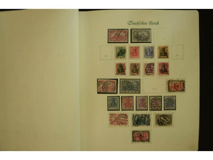 1872/1945, gestempelte Sammlung mit u.a. Mi.-Nr. 66II, 177, 178, 179, 181, 438-39 auf Karte, 496-98, D60Y, D65, D82-88, D95Y 