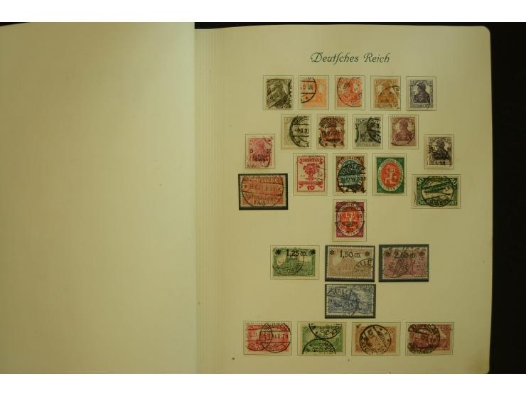 1872/1945, gestempelte Sammlung mit u.a. Mi.-Nr. 66II, 177, 178, 179, 181, 438-39 auf Karte, 496-98, D60Y, D65, D82-88, D95Y 