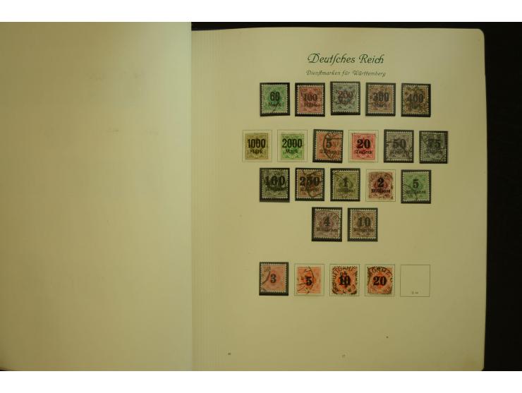 1872/1945, gestempelte Sammlung mit u.a. Mi.-Nr. 66II, 177, 178, 179, 181, 438-39 auf Karte, 496-98, D60Y, D65, D82-88, D95Y 