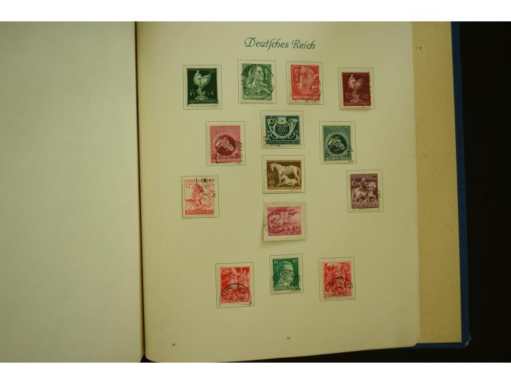 1872/1945, gestempelte Sammlung mit u.a. Mi.-Nr. 66II, 177, 178, 179, 181, 438-39 auf Karte, 496-98, D60Y, D65, D82-88, D95Y 