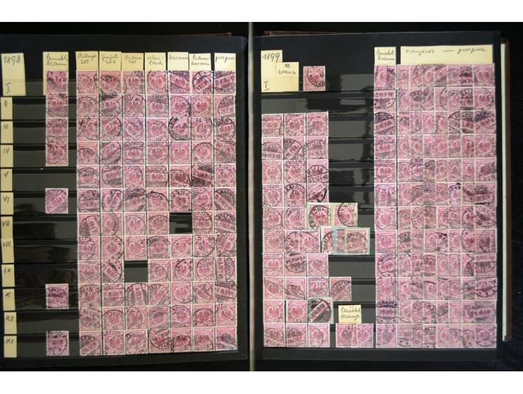 1889/99, umfangreicher Posten mit geschätzt mehr als 3500 Marken aus dem Bestand eines der Pioniere der Krone/Adler Forschung