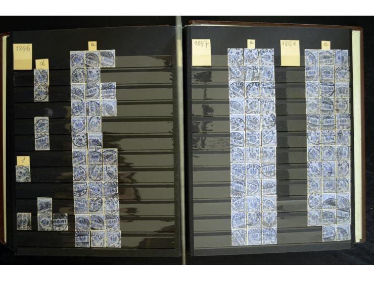 1889/99, umfangreicher Posten mit geschätzt mehr als 3500 Marken aus dem Bestand eines der Pioniere der Krone/Adler Forschung