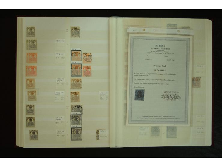 1900/22, Germania, postfrische, ungebrauchte und gestempelte Sammlung mit u.a. Mi.-Nr. 66I gestempelt, 66II postfrisch, 66III