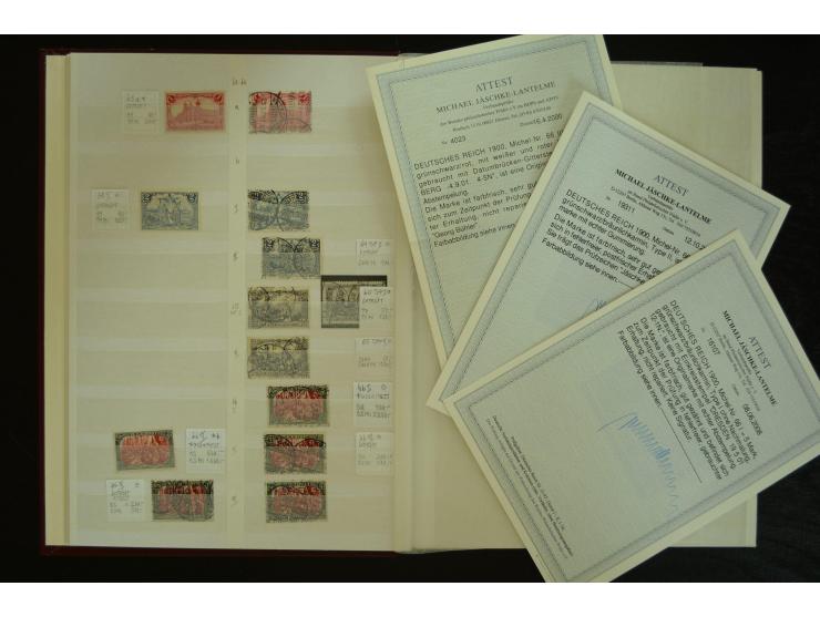 1900/22, Germania, postfrische, ungebrauchte und gestempelte Sammlung mit u.a. Mi.-Nr. 66I gestempelt, 66II postfrisch, 66III
