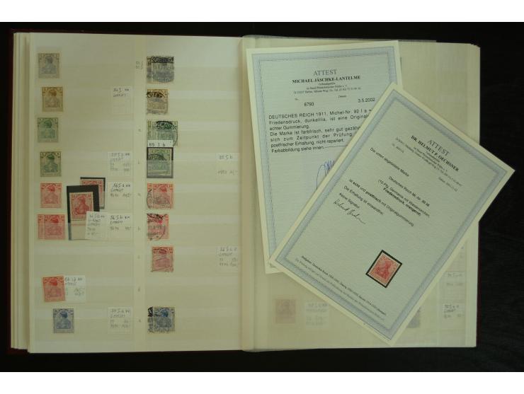 1900/22, Germania, postfrische, ungebrauchte und gestempelte Sammlung mit u.a. Mi.-Nr. 66I gestempelt, 66II postfrisch, 66III