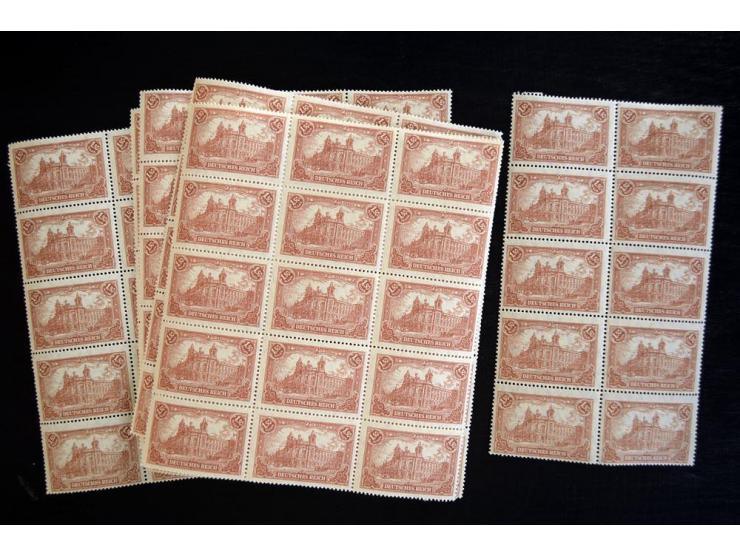 1920, 1,50M. rötlichbraun per 100 in postfrischen Bogenteilen, gute Erhaltung (Mi.-Nr. 114b; Mi. 10.000,-)