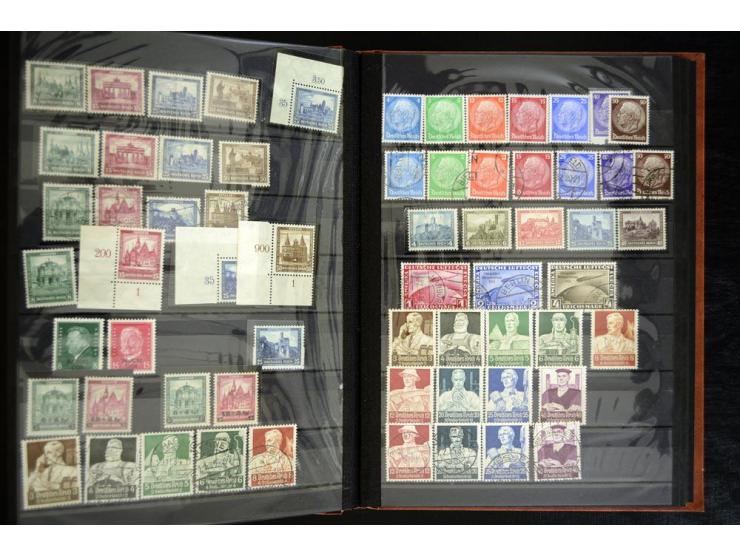 1923/39, postfrische, ungebrauchte und gestempelte Partie mit guten Ausgaben im Einsteckbuch