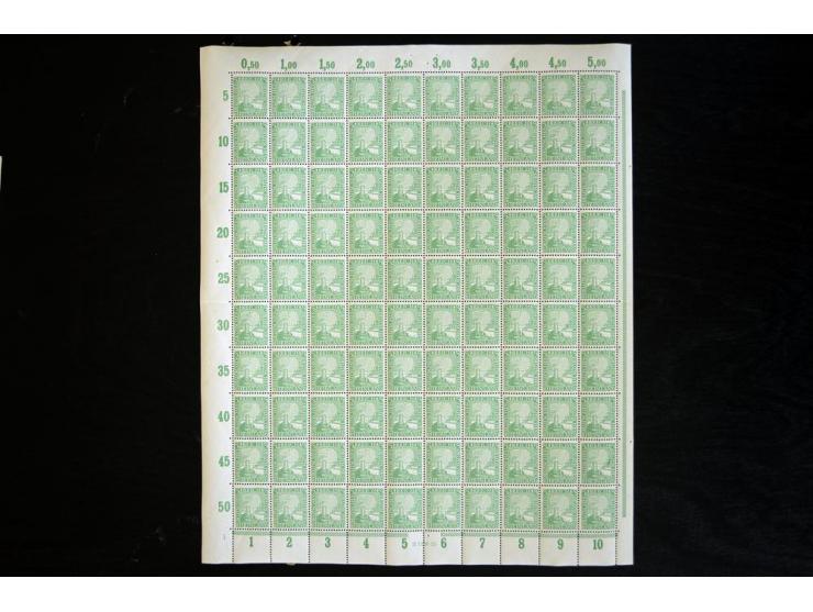 1925, Rheinland 5-20 Pfg., je im kompletten Bogen, postfrisch, tadellos (Mi.-Nr. 372-74; Mi. ohne HAN 4.500,-)