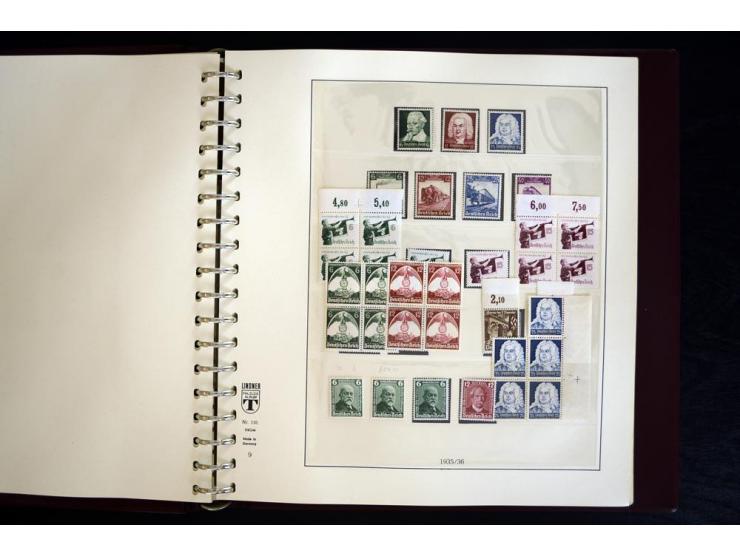 1933/45, postfrische und ungebrauchte Sammlung, in den Hauptnummern kpl., zusätzlich 4er-Blocks (u.a. Mi.-Nr. 556-64), Besond