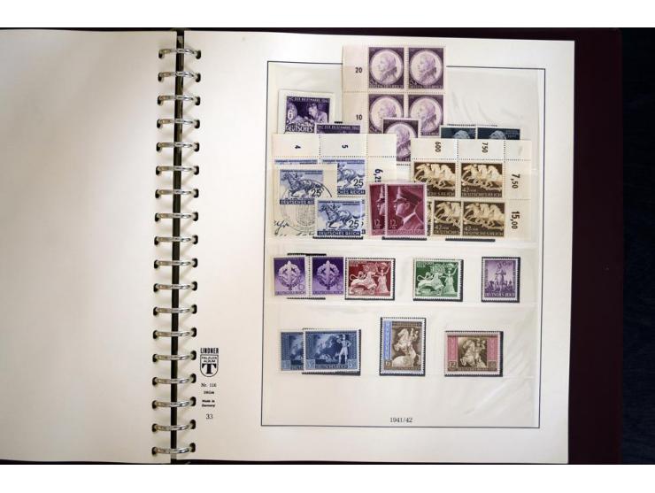 1933/45, postfrische und ungebrauchte Sammlung, in den Hauptnummern kpl., zusätzlich 4er-Blocks (u.a. Mi.-Nr. 556-64), Besond