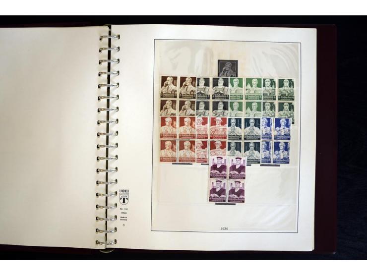 1933/45, postfrische und ungebrauchte Sammlung, in den Hauptnummern kpl., zusätzlich 4er-Blocks (u.a. Mi.-Nr. 556-64), Besond