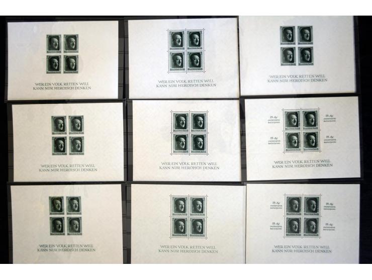1937, Hitler Blockausgaben, postfrische Partie dabei Block 7(3), 8(6), 9(8) und 11(9), gute Erhaltung (Mi. ca. 6.000,-)