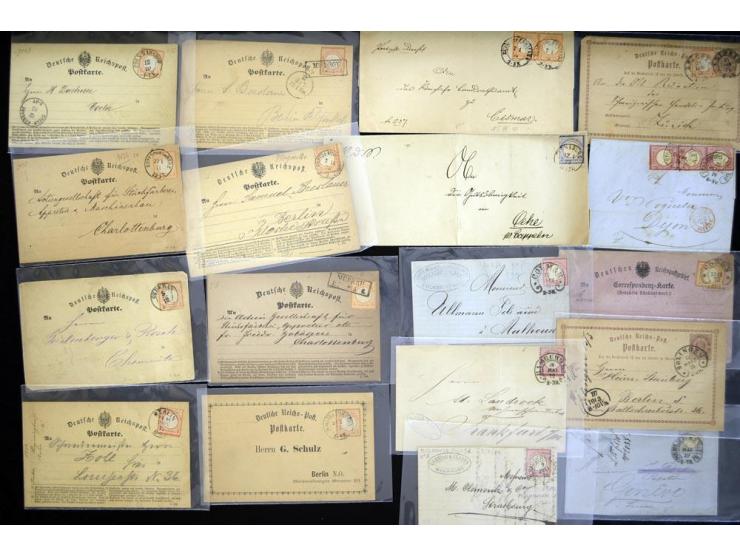 1872/1875, umfangreicher Sammlungsbestand mit über 200 Briefen, Karten und Ganzsachen sowie wenigen Vorderseiten, dabei viele
