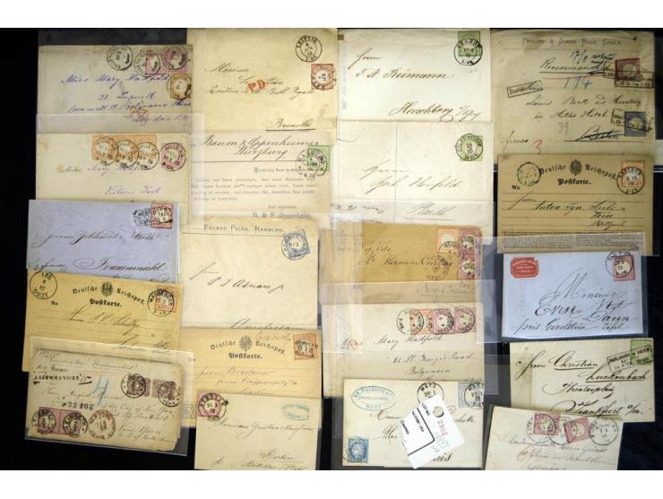 1872/1875, umfangreicher Sammlungsbestand mit über 200 Briefen, Karten und Ganzsachen sowie wenigen Vorderseiten, dabei viele