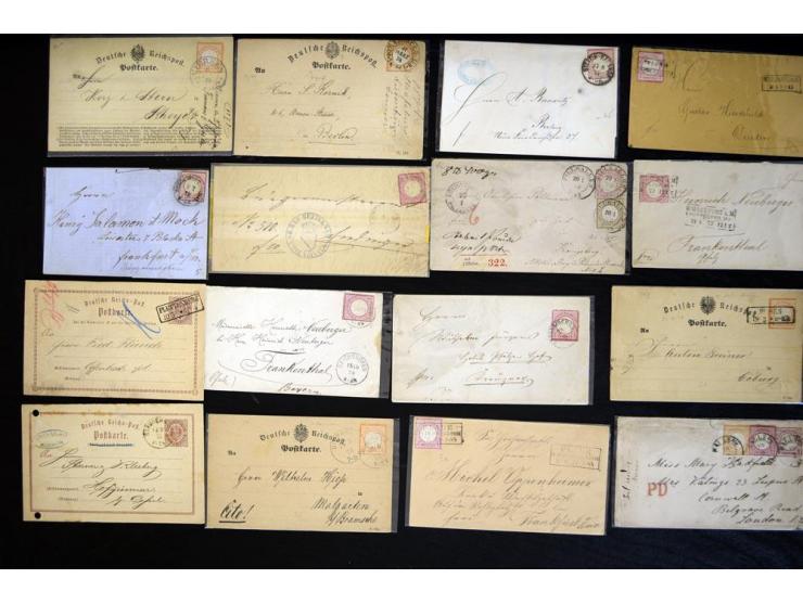 1872/1875, umfangreicher Sammlungsbestand mit über 200 Briefen, Karten und Ganzsachen sowie wenigen Vorderseiten, dabei viele