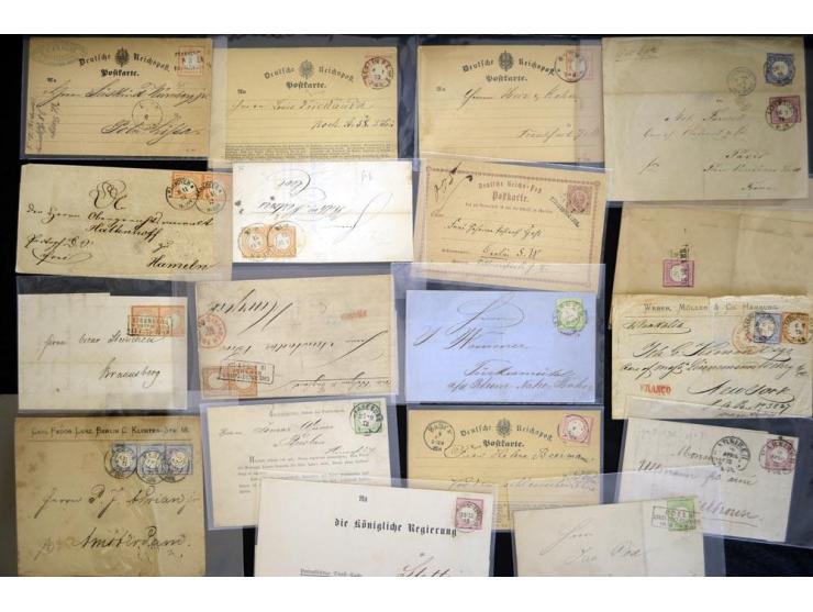 1872/1875, umfangreicher Sammlungsbestand mit über 200 Briefen, Karten und Ganzsachen sowie wenigen Vorderseiten, dabei viele