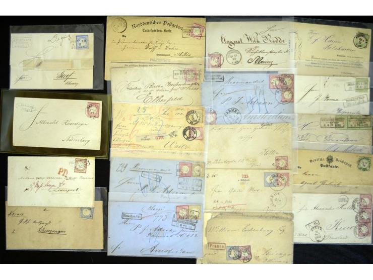 1872/1875, umfangreicher Sammlungsbestand mit über 200 Briefen, Karten und Ganzsachen sowie wenigen Vorderseiten, dabei viele