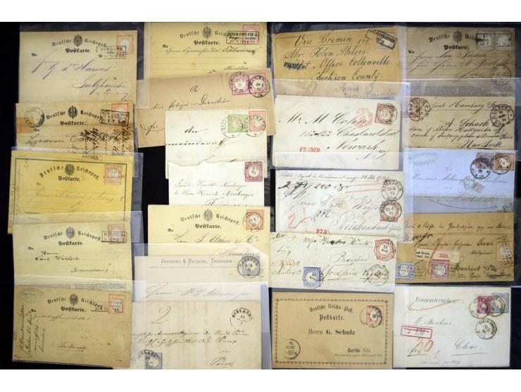 1872/1875, umfangreicher Sammlungsbestand mit über 200 Briefen, Karten und Ganzsachen sowie wenigen Vorderseiten, dabei viele