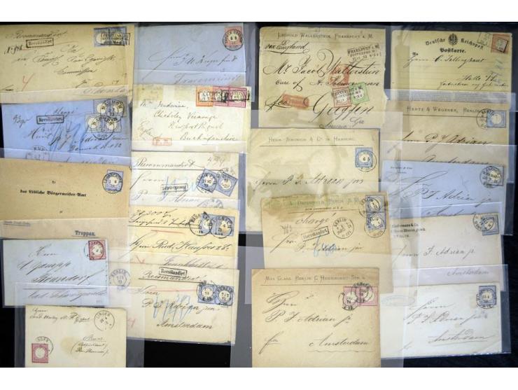 1872/1875, umfangreicher Sammlungsbestand mit über 200 Briefen, Karten und Ganzsachen sowie wenigen Vorderseiten, dabei viele