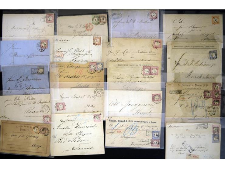 1872/1875, umfangreicher Sammlungsbestand mit über 200 Briefen, Karten und Ganzsachen sowie wenigen Vorderseiten, dabei viele
