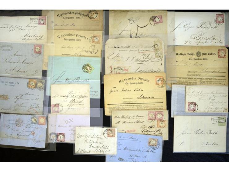 1872/1875, umfangreicher Sammlungsbestand mit über 200 Briefen, Karten und Ganzsachen sowie wenigen Vorderseiten, dabei viele