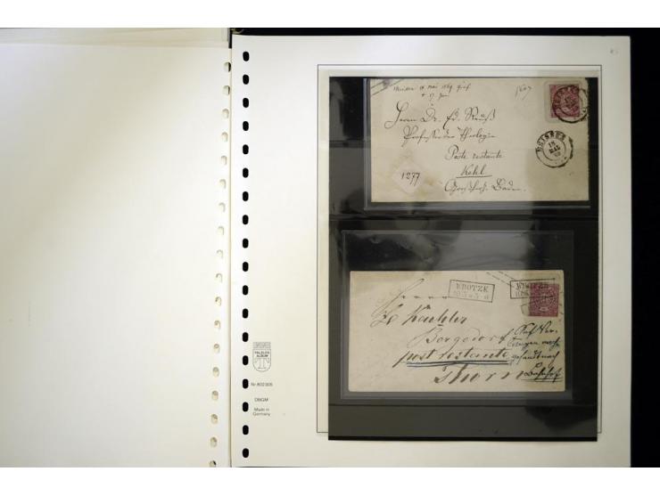 1872/74, "Poste restante", Sammlung mit 6 Briefen und 2 Karten mit Brustschild-Frankaturen, dabei 5 in das Ausland, dazu 2 Au