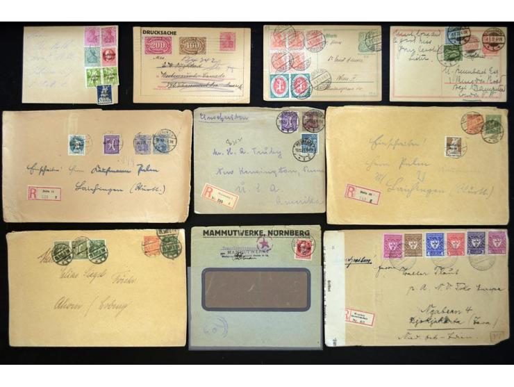 1920/1923, sehr umfangreicher Posten mit geschätzt 1000-1500 Briefen, Karten und Ganzsachen inkl. Dienstmarken-Frankaturen, d