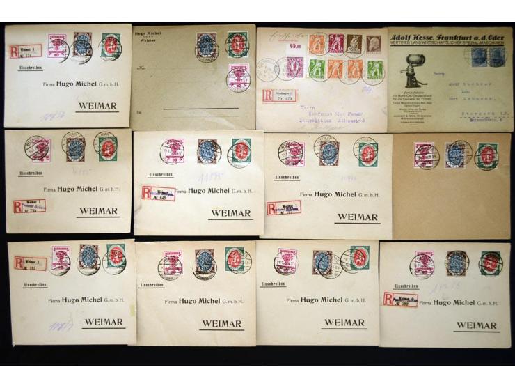 1920/1923, sehr umfangreicher Posten mit geschätzt 1000-1500 Briefen, Karten und Ganzsachen inkl. Dienstmarken-Frankaturen, d