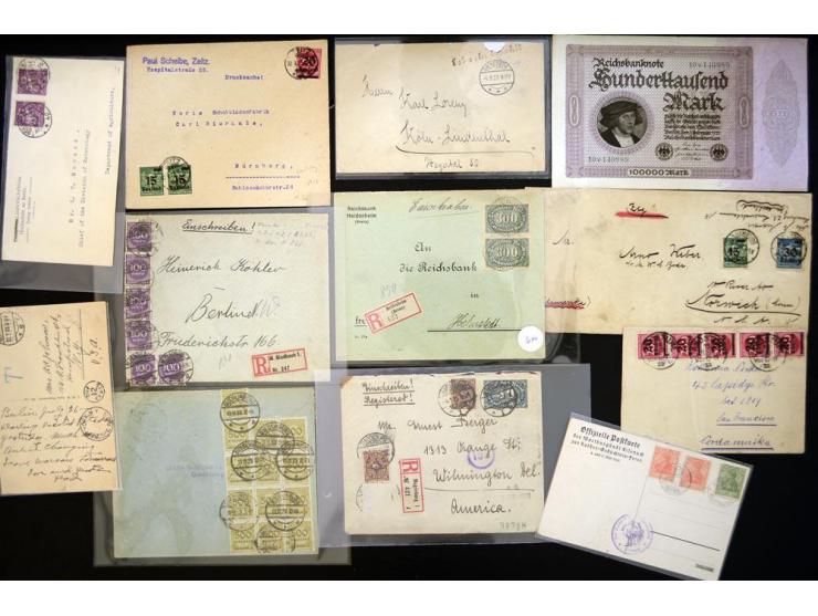 1920/1923, sehr umfangreicher Posten mit geschätzt 1000-1500 Briefen, Karten und Ganzsachen inkl. Dienstmarken-Frankaturen, d