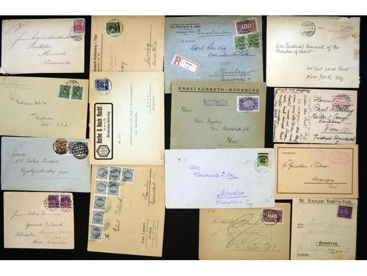 1920/1923, sehr umfangreicher Posten mit geschätzt 1000-1500 Briefen, Karten und Ganzsachen inkl. Dienstmarken-Frankaturen, d
