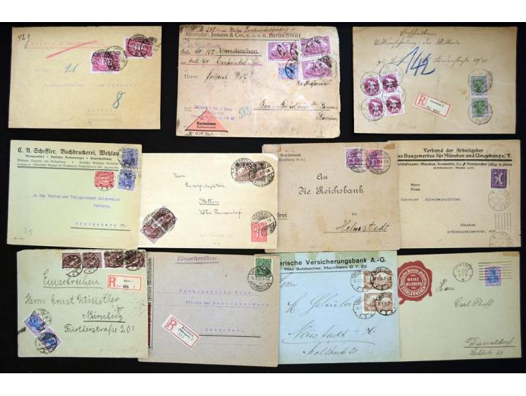 1920/1923, sehr umfangreicher Posten mit geschätzt 1000-1500 Briefen, Karten und Ganzsachen inkl. Dienstmarken-Frankaturen, d