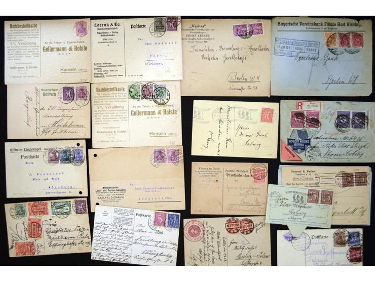 1920/1923, sehr umfangreicher Posten mit geschätzt 1000-1500 Briefen, Karten und Ganzsachen inkl. Dienstmarken-Frankaturen, d